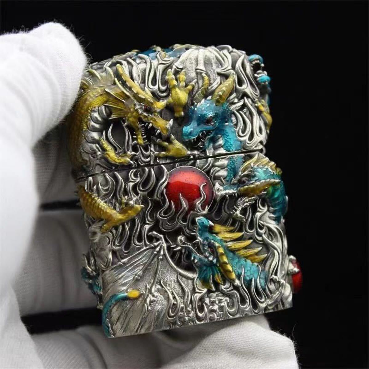 1円 Zippo 夜光 九龍仙女 真鍮製 zippo ライター ジッポー オイルライター 喫煙グッズ 新品 木箱付き_2