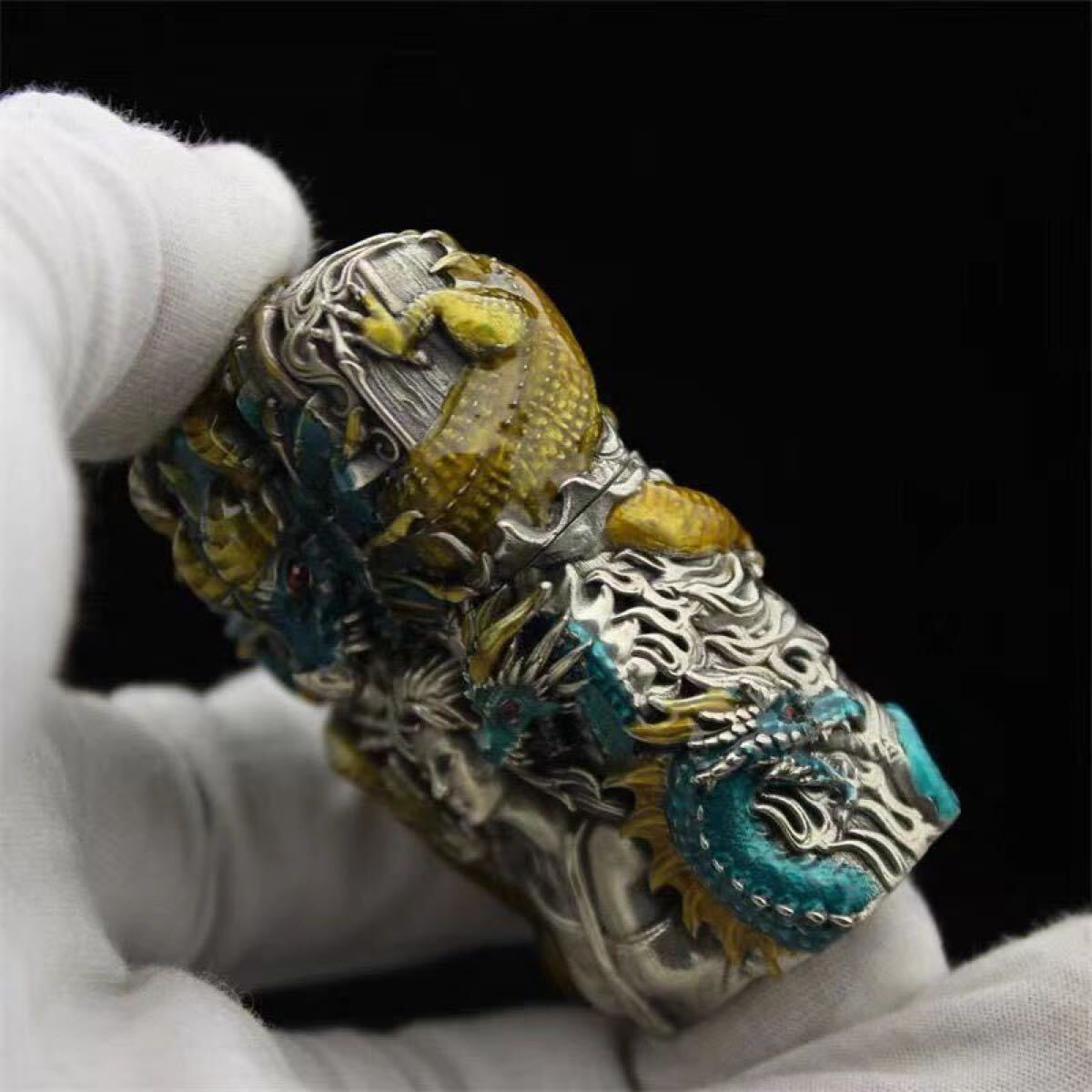 1円 Zippo 夜光 九龍仙女 真鍮製 zippo ライター ジッポー オイルライター 喫煙グッズ 新品 木箱付き_5