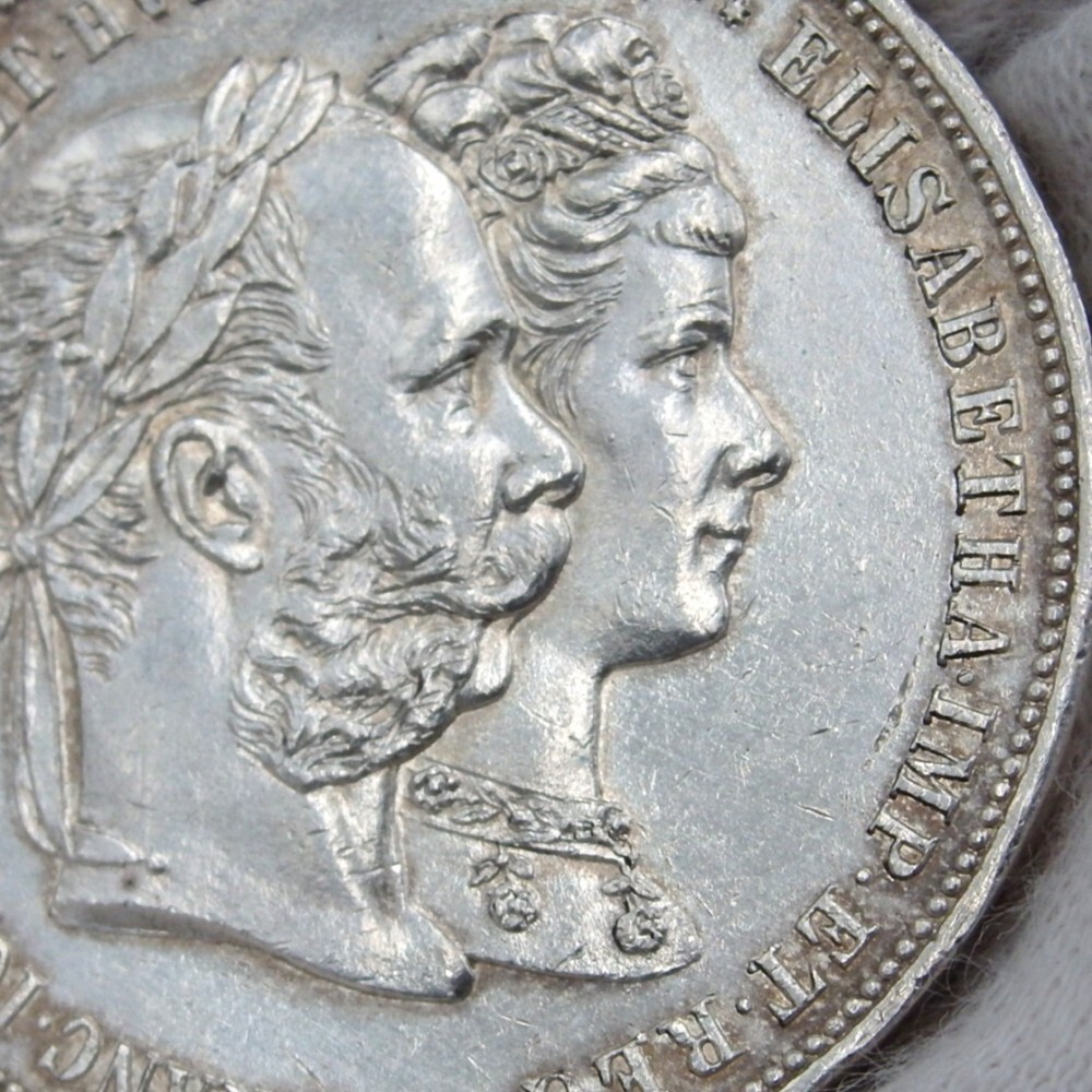 古銭　1882オーストリア帝国　フランツ・ヨーゼフ1世 1円〜 海外銀貨 オーストリア帝国 フランツ・ヨーゼフ1世 結婚25周年