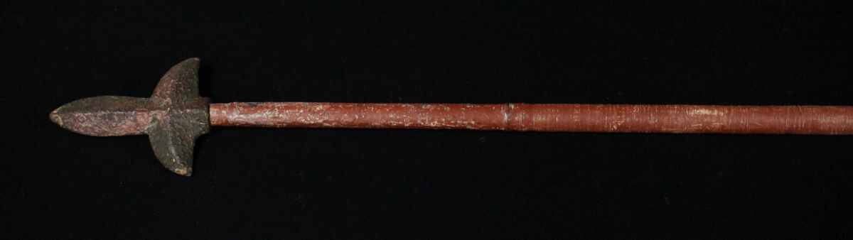 LIG】時代朱塗槍拵 200㎝ 螺鈿細工 登録不要 三角槍 13.6㎝ 時代武具
