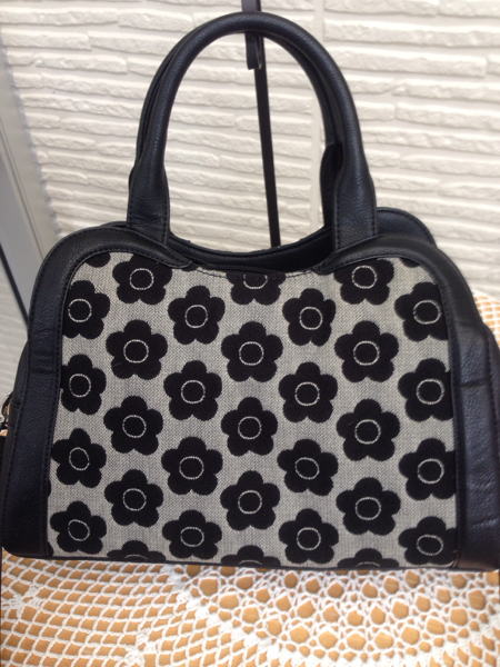 中古【マリークワント】2wayバッグ♪ショルダー ハンド 布×革