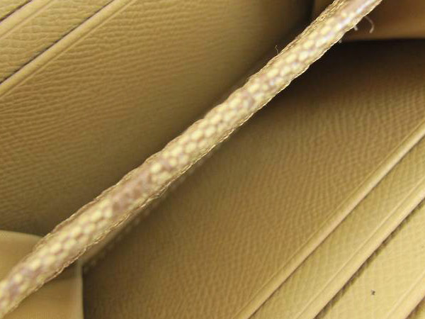 1円 超美品 コーチ ラウンド 二つ折 レザー 財布 ベージュ BQ726