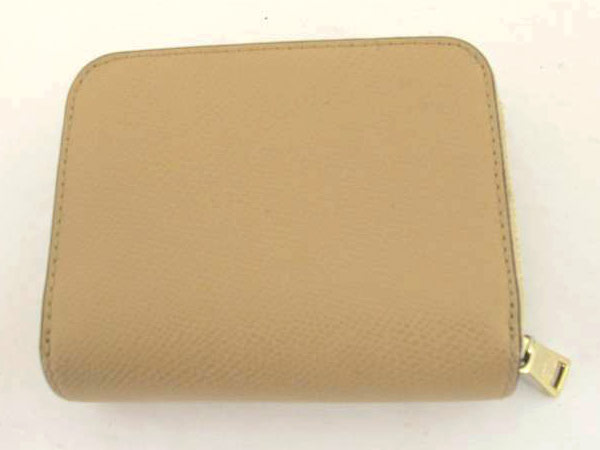 1円 超美品 コーチ ラウンド 二つ折 レザー 財布 ベージュ BQ726