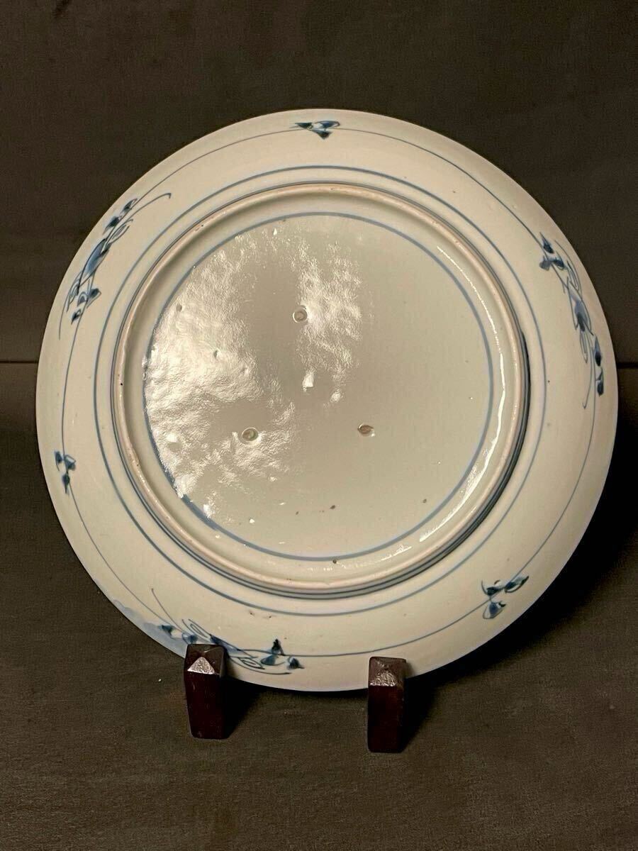 洒落たデザイン！江戸前期 古伊万里・藍九谷 盆栽柄の構図 余白活かし