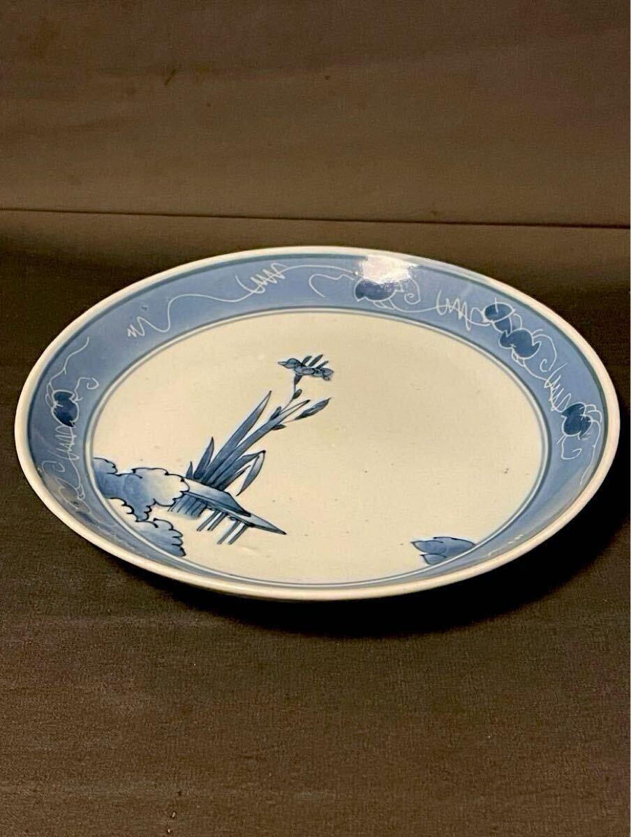 洒落たデザイン！江戸前期 古伊万里・藍九谷 盆栽柄の構図 余白活かし