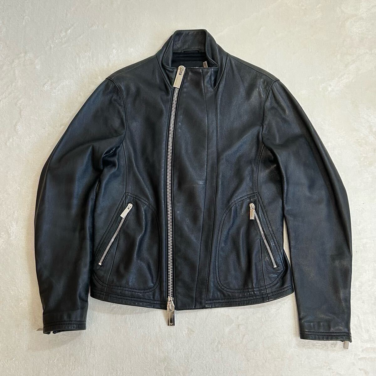1円〜 美品 EMPORIO ARMANI エンポリオアルマーニ ラムレザー