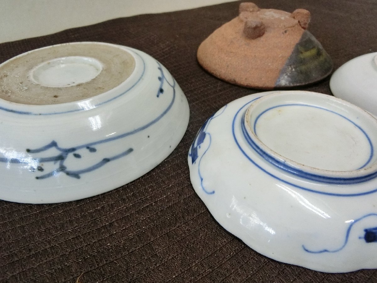 骨董　目の肥やしに！【年代物　4種類　なます皿　小皿・S4・骨董 】◆染付　古伊万里　色絵　容器　茶器　急須　中国※円安　骨董買得　_7