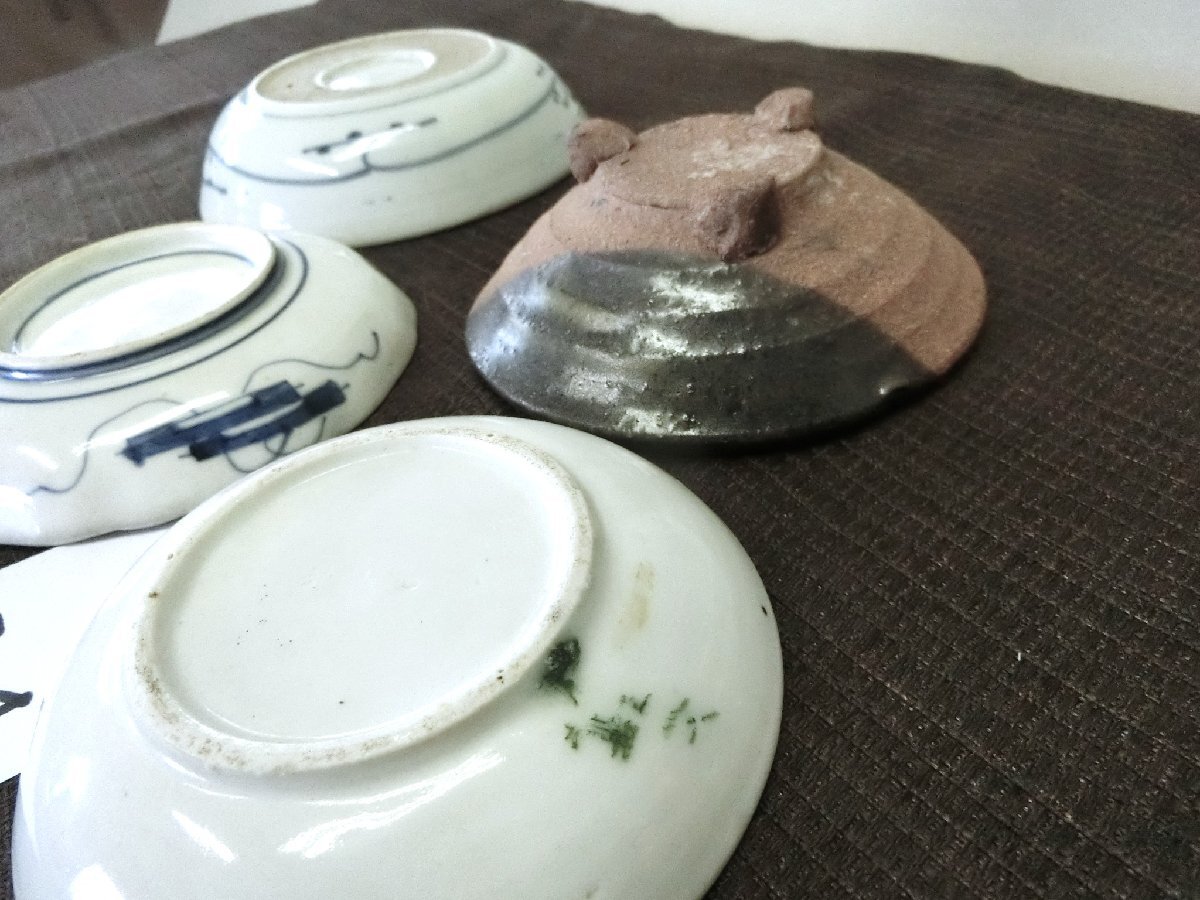 骨董　目の肥やしに！【年代物　4種類　なます皿　小皿・S4・骨董 】◆染付　古伊万里　色絵　容器　茶器　急須　中国※円安　骨董買得　_8