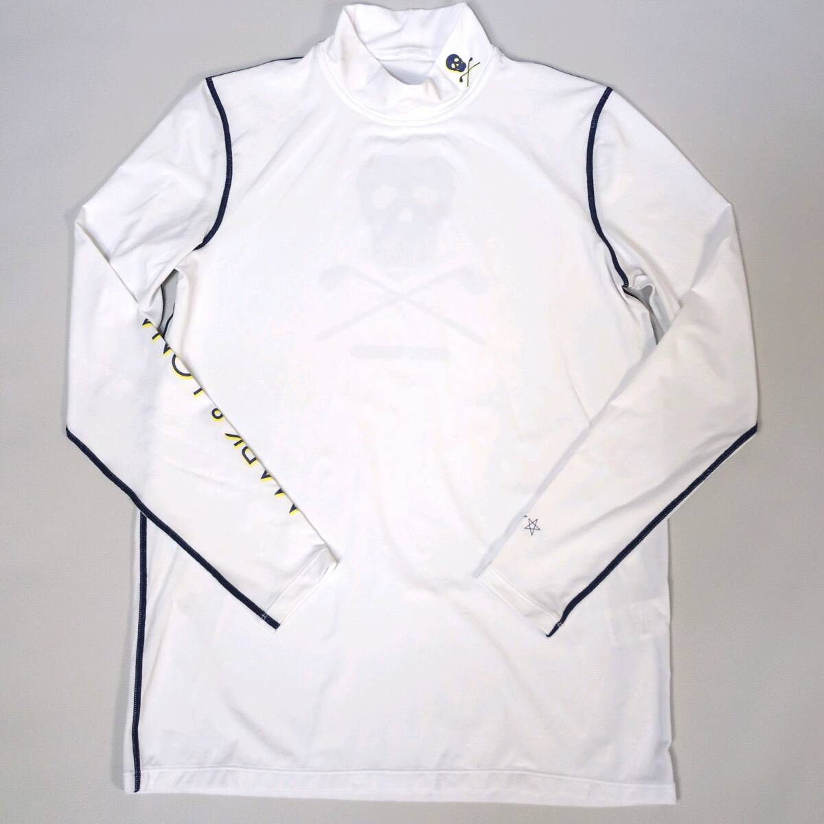 XL MARK&LONA マークアンドロナ モックネック 長袖 ゴルフウェア スカル ストレッチ トップス 大きい 近年 GOLF 白 メンズ 吸水速乾_2