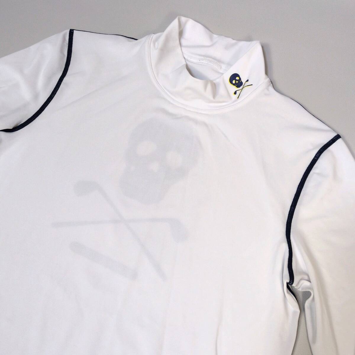 XL MARK&LONA マークアンドロナ モックネック 長袖 ゴルフウェア スカル ストレッチ トップス 大きい 近年 GOLF 白 メンズ 吸水速乾_3