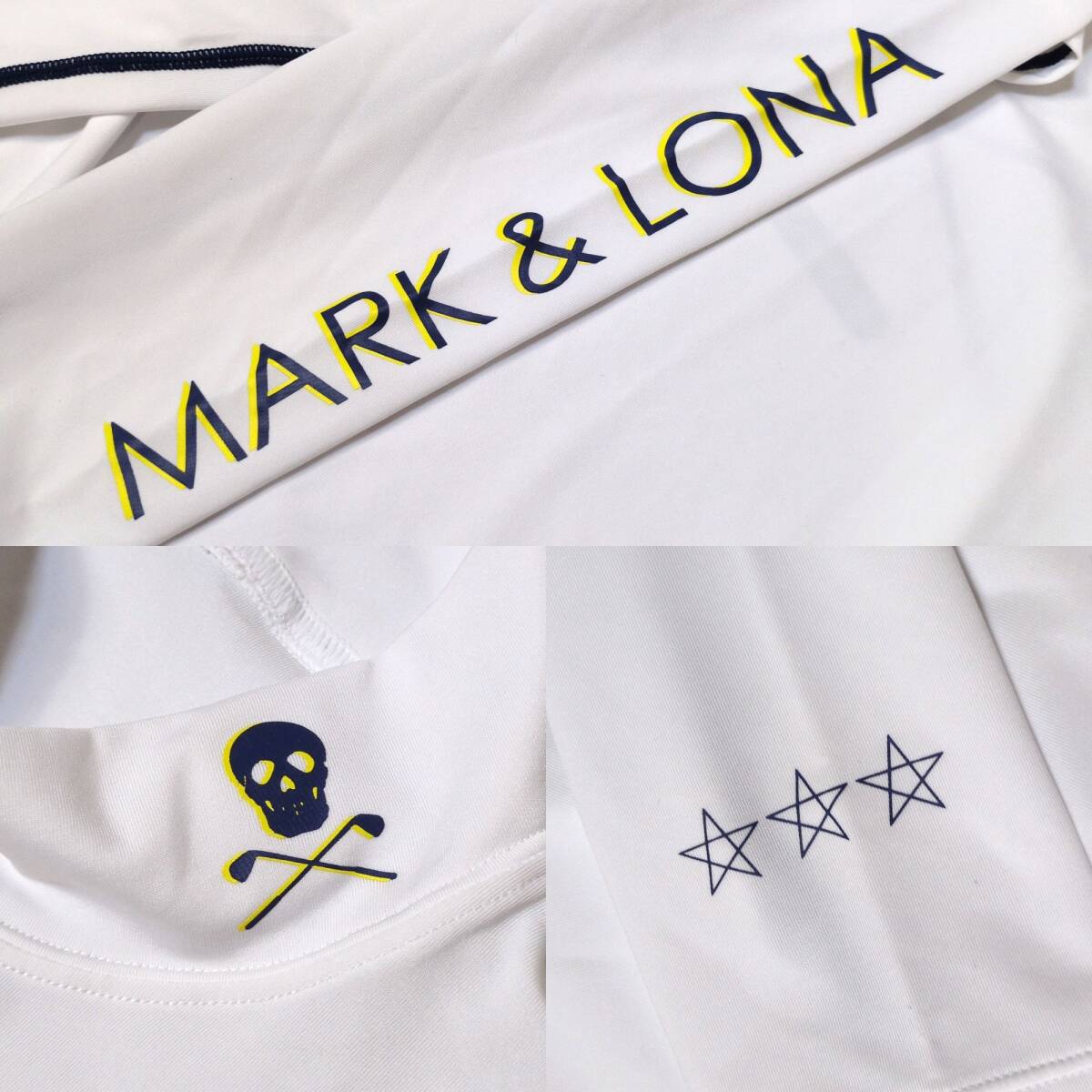 XL MARK&LONA マークアンドロナ モックネック 長袖 ゴルフウェア スカル ストレッチ トップス 大きい 近年 GOLF 白 メンズ 吸水速乾_9