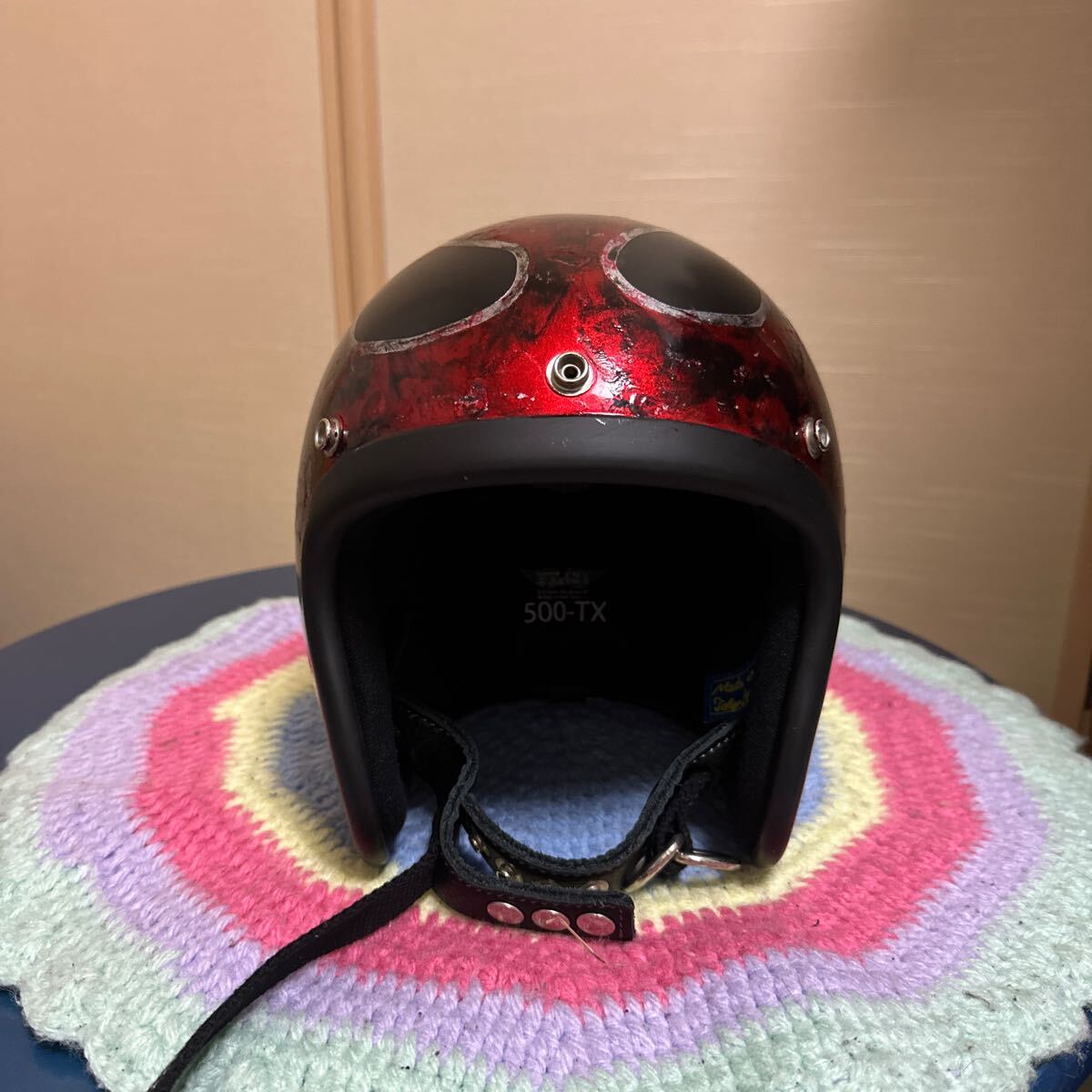 送料無料　TT&CO 500TX ヴィンテージ風フレア　S〜M ダブルストラップ　 ジェットヘルメット_2