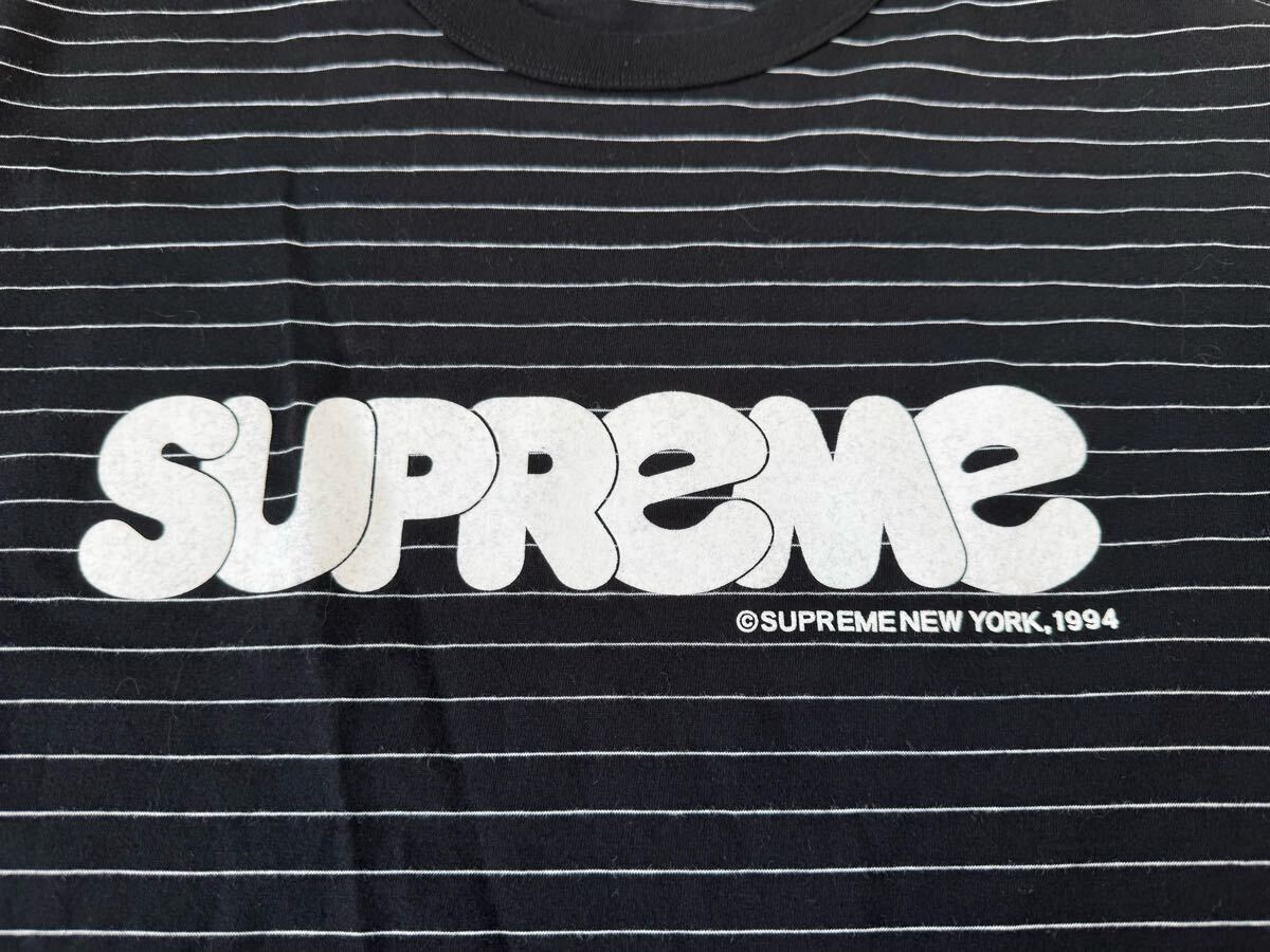 25ss SUPREME Bubble S/S Top BLACK M シュプリーム ボーダー ロゴ T