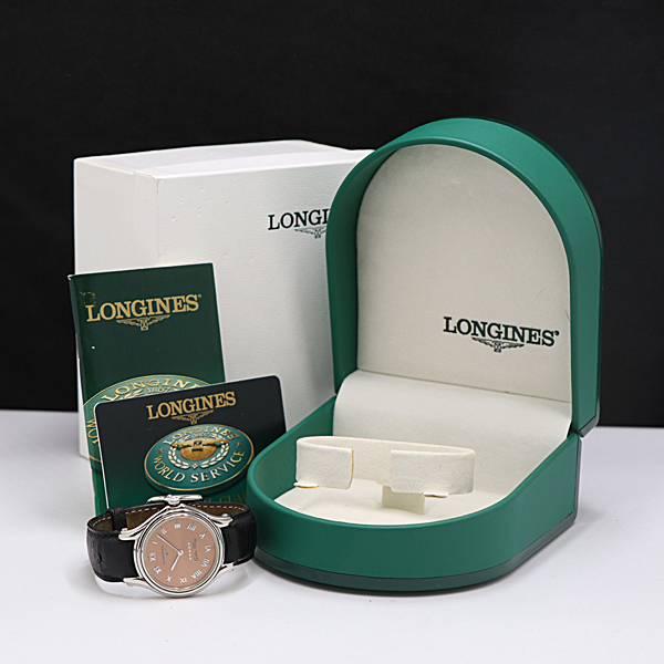 1円 保/箱付 ロンジン ゴールデンウィング L3.605.4.982F QZ ピンク