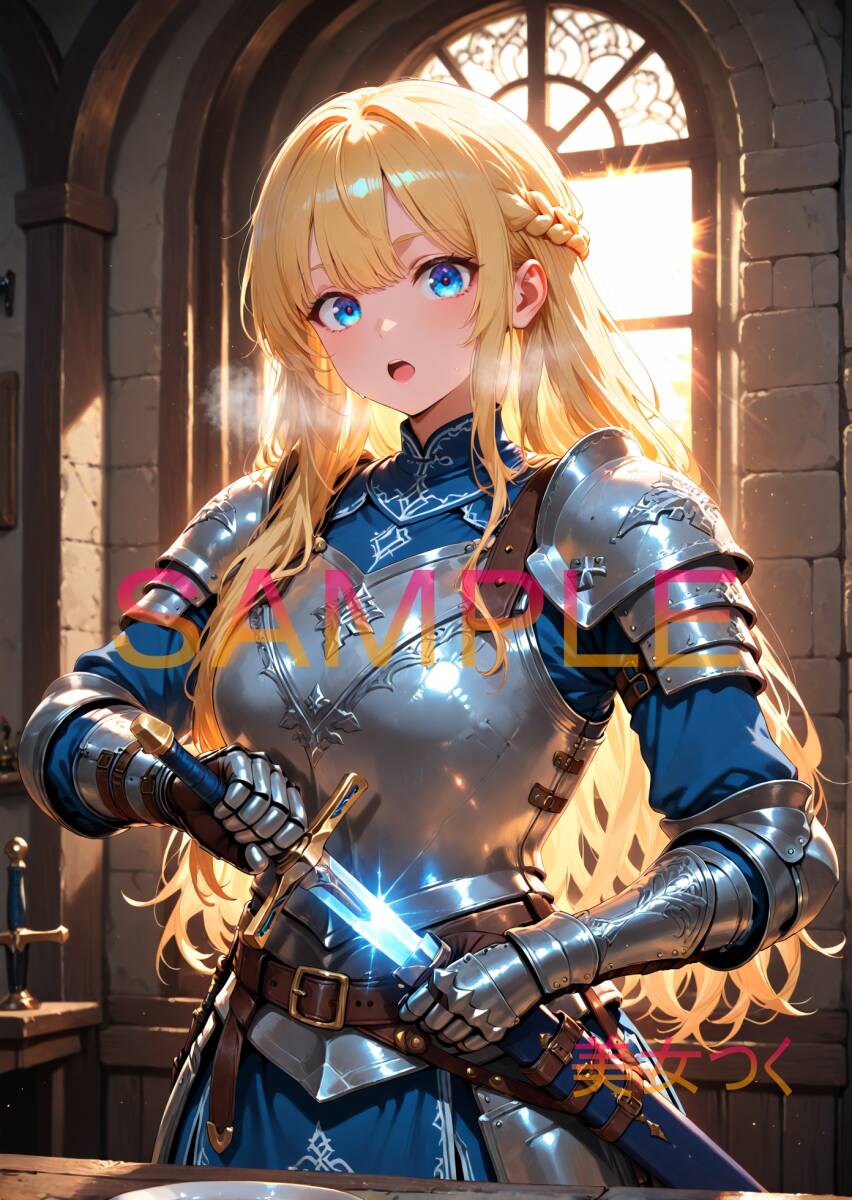 1点物 女騎士 HR1234 高品質 AI 美女 イラスト A4 アート ポスター