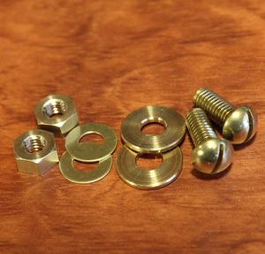 真鍮製 ナンバーボルト ナット 2set◆高級削出W トライアンフ ハーレー カフェレーサー 8