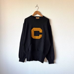 希少｜40's 50's レタードニット 黒 ロングリブ ヴィンテージ 古着 usa製 ランタグ Levis