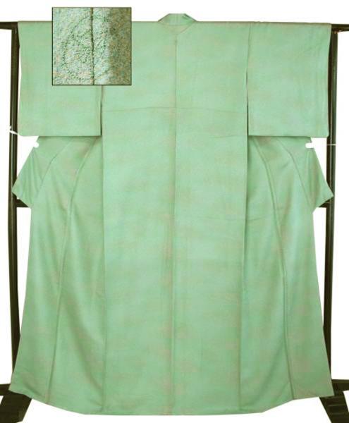 「ヤフオク年末」若緑色の素敵な色無地（正絹）未使用 Ak140■