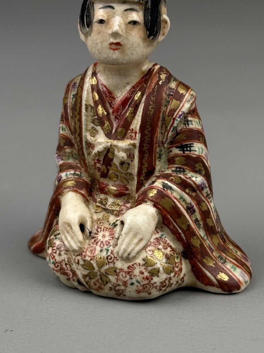 古薩摩 金彩色絵 日本人形 童子 極上細密絵付 唐子人形 古美術品