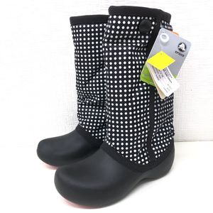 ●新品 Crocs クロックス クレア 裏起毛 中綿 ウィンターブーツ W6(22cm) 黒系 ブラック