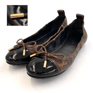《超美品》LOUIS VUITTON ルイヴィトン フラット バレエシューズ パンプス リボン モノグ