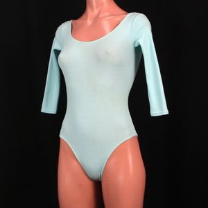 F0405★水色 ジュニアサイズ レオタード バレエ 女子 衣装 パステルカラー コスチューム