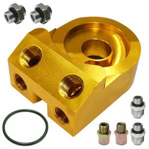 【新品即納】[M20×P1.5 AN10] 汎用 サンドイッチ ブロック オイル クーラー 黄 シルビア