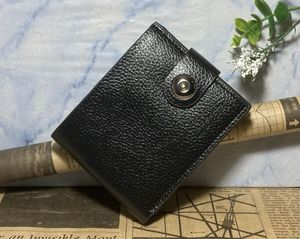 薄型二つ折り財布 メンズ 財布 コンパクト薄い、軽い財布、 ＊新品＊当日発送(ブラック)
