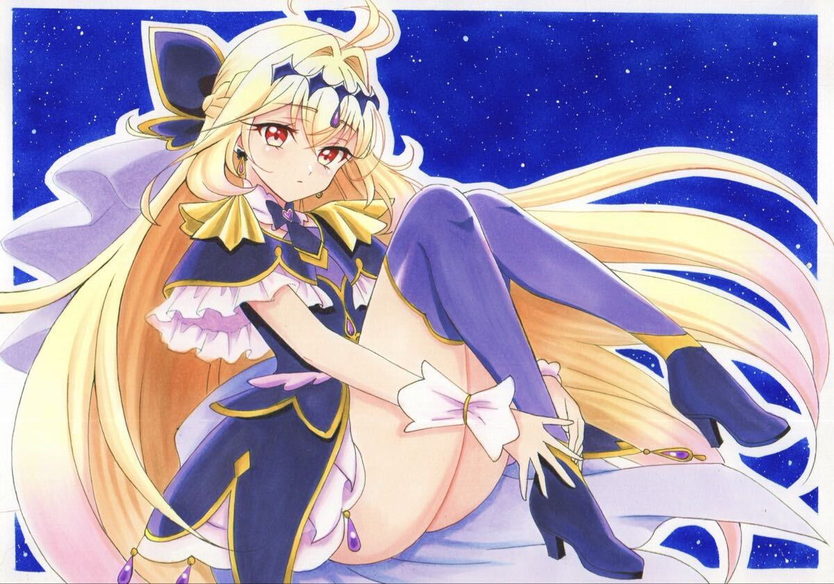 同人手描きイラスト 名探偵プリキュア キュアアルカナ・シャドウ A4