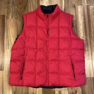 1000円スタート！LANDS'END ランズエンド リバーシブルダウンベスト 赤 レッド 黒 ブラッ