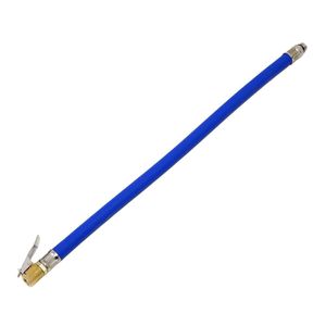 クリップチャック付 エアホース 9.5mm 全長37cm ブルー エアーゲージ タイヤゲージ スペ