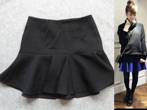 ドゥーズィエムクラスMUSE　ダブルフェイスペプラムスカート　黒