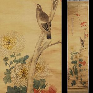 在銘 池上秀畝(しゅうほ1874-1944)絹本 花鳥図 - cozyantique's diary