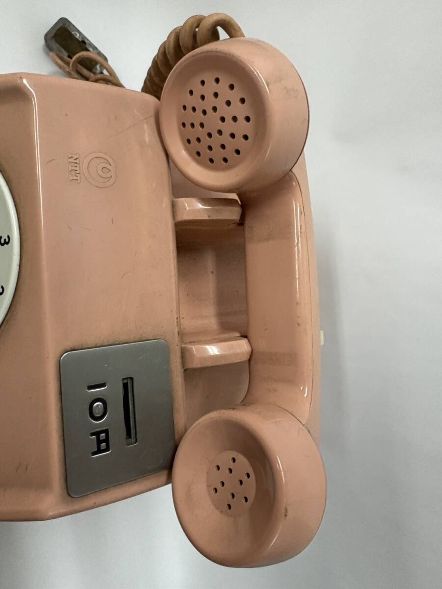 1円～ 昭和レトロ ピンク電話 ダイヤル式 電話機 桃色 鍵欠品 店舗什器