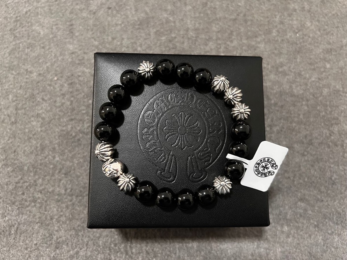 100%本物CHROME HEARTS ビーズブレスレット（新品）　10mm玉 chrome hearts クロムハーツ ブレスレット ビーズ 伸縮性 クロス
