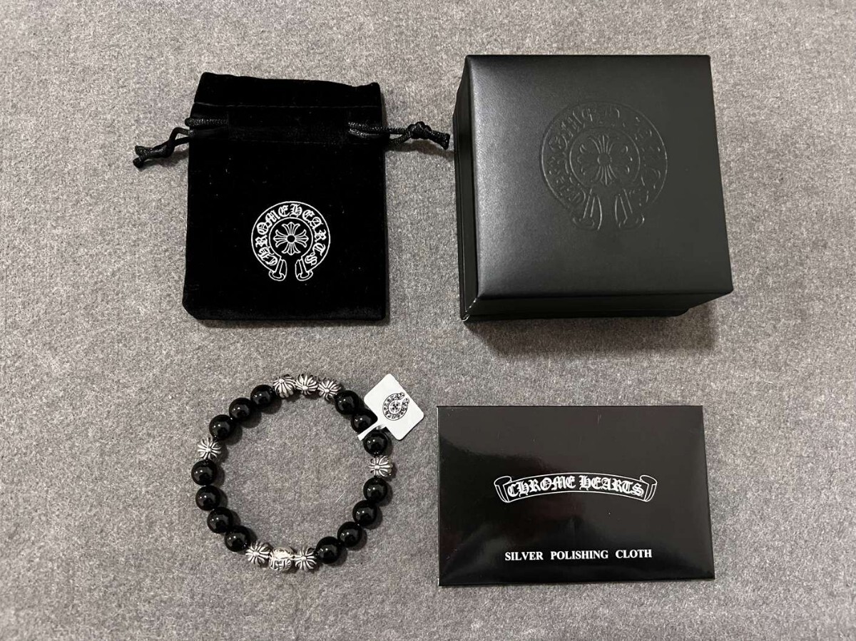 chrome hearts クロムハーツ ブレスレット ビーズ 伸縮性 クロス