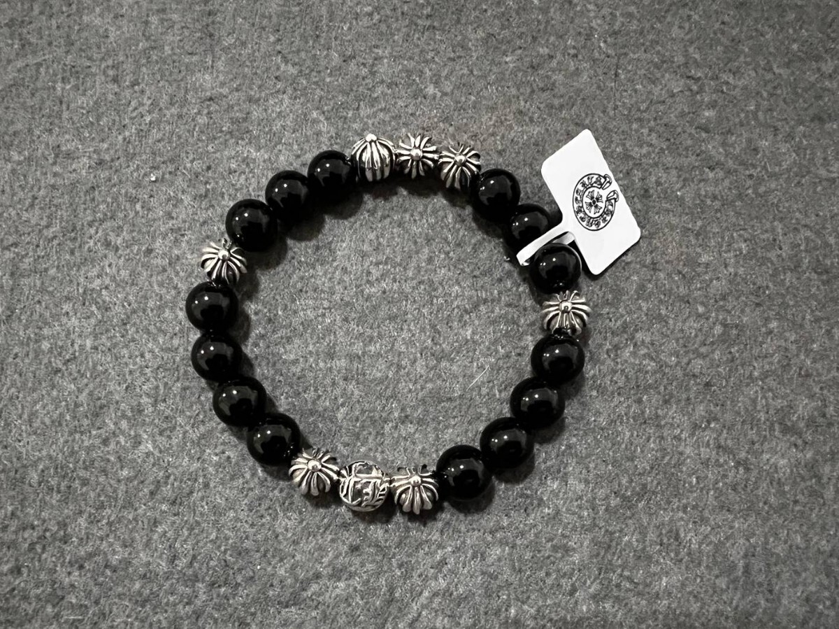 chrome hearts クロムハーツ ブレスレット ビーズ 伸縮性 クロス
