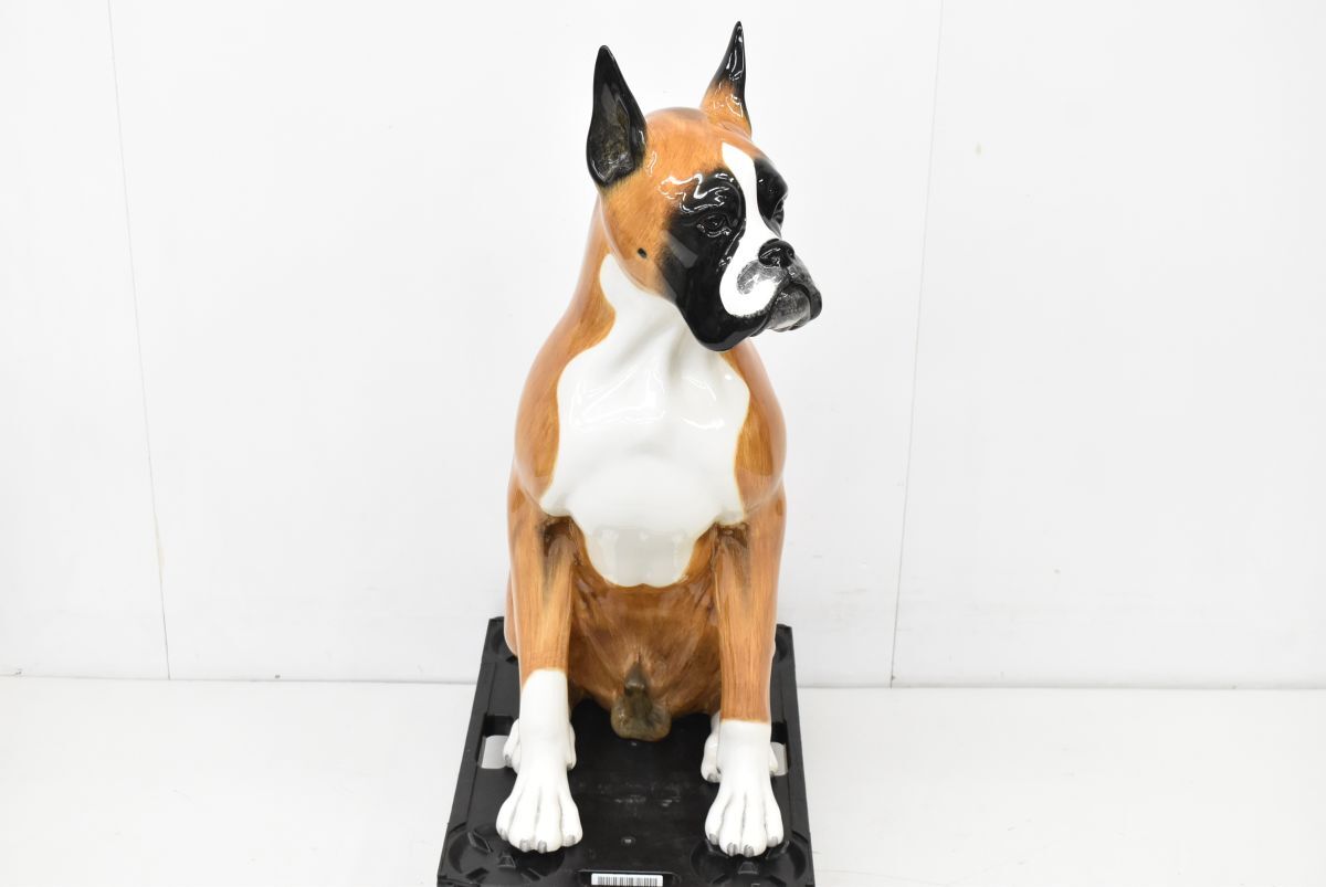 ○直接引取限定○ 1円~ ボクサー 犬 置物 陶器製 等身大 ハンドメイド ○直接引取限定○ 1円~ ボクサー 犬 置物 陶器製 等身大 ハンドメイド