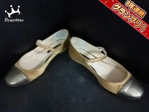 ペリーコ フラットシューズ 36 ゴールド×シルバー レディース