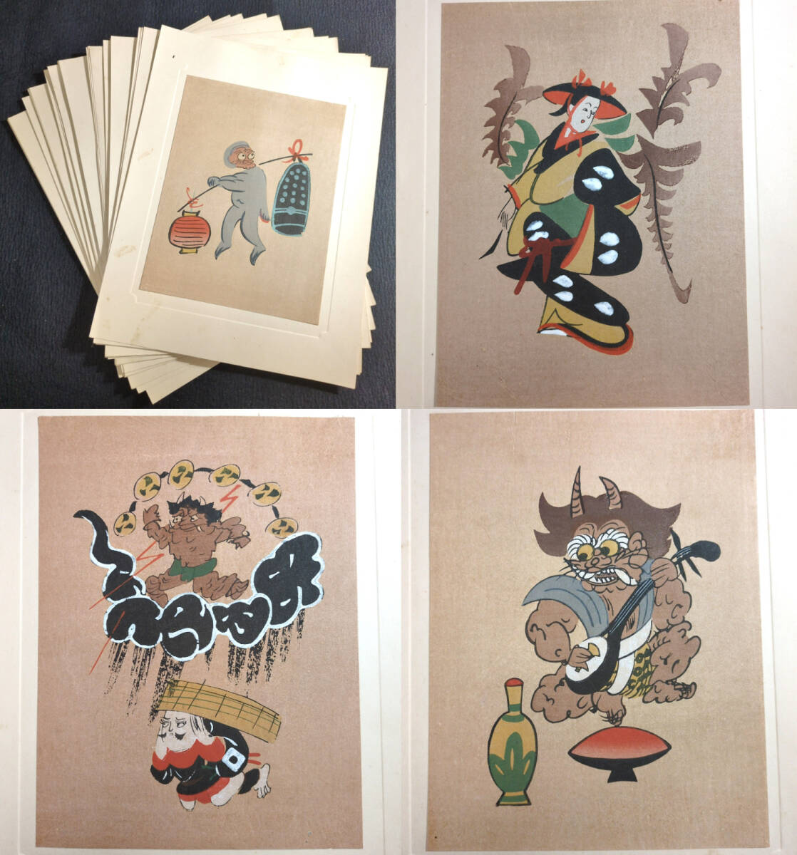 Y994 彩色 木版画◇大津絵集◇29枚 共箱付 風俗 画集 絵入 絵本 刷物