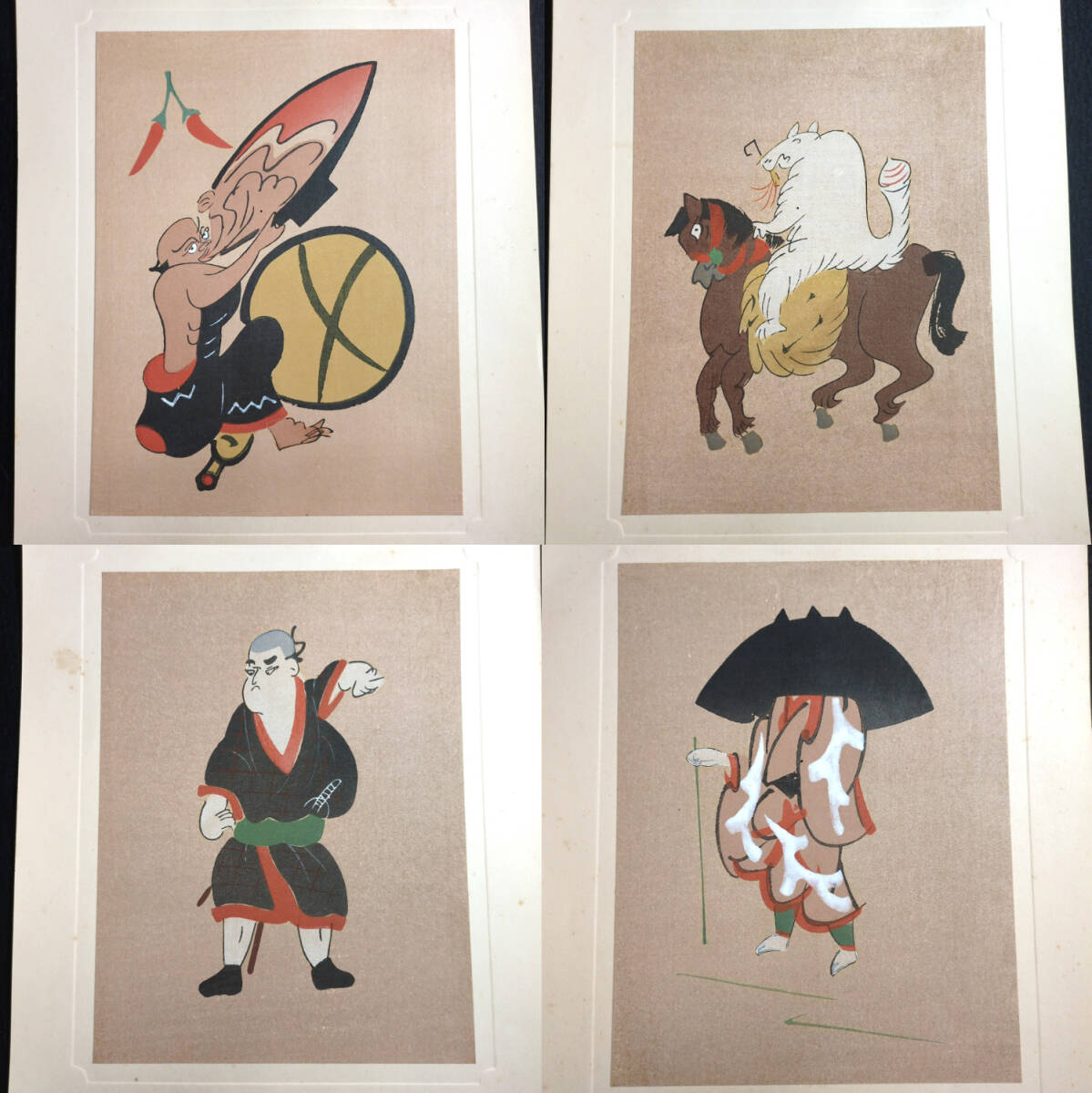 Y994 彩色 木版画◇大津絵集◇29枚 共箱付 風俗 画集 絵入 絵本 刷物