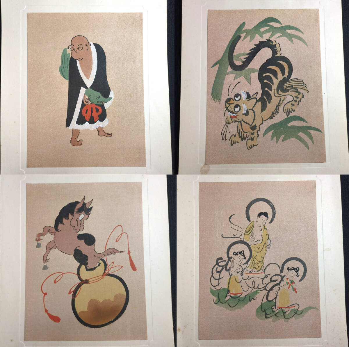Y994 彩色 木版画◇大津絵集◇29枚 共箱付 風俗 画集 絵入 絵本 刷物