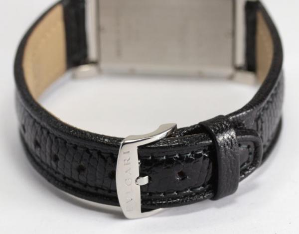 【ブルガリ】 レッタンゴロ RT45S ホワイト 自動巻き 革 メンズ