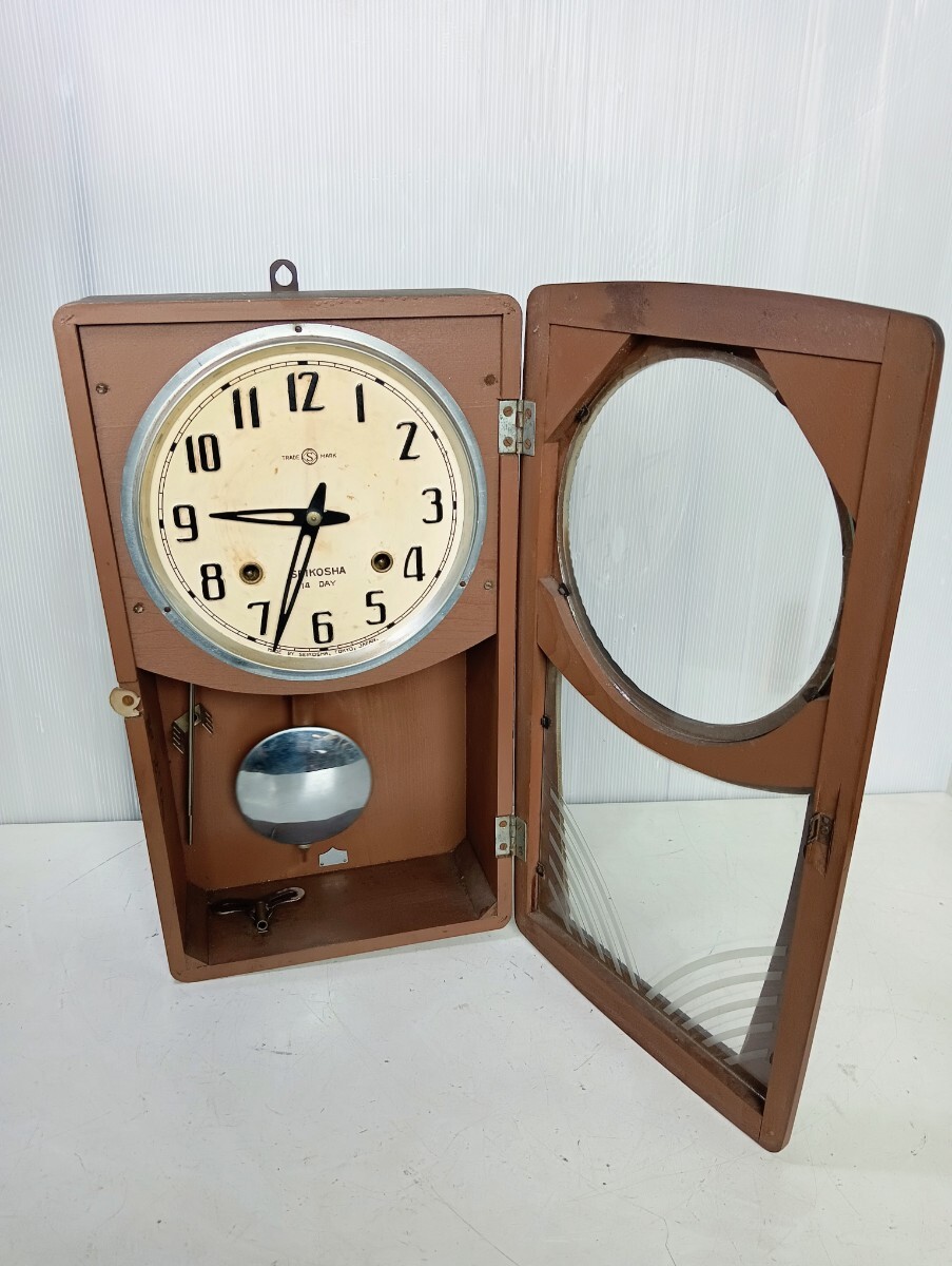1円スタート】 セイコー 精工舎 14DAY ゼンマイ式 振り子時計 昭和