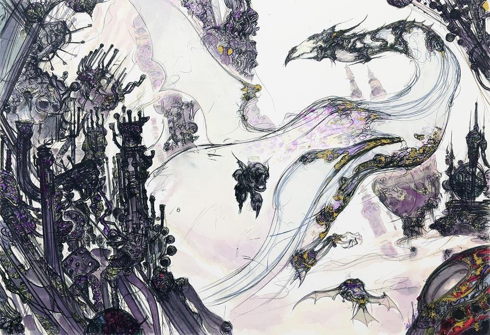 真作】【WISH】天野喜孝「ファンタジー 龍」リトグラフ 約40号 直筆