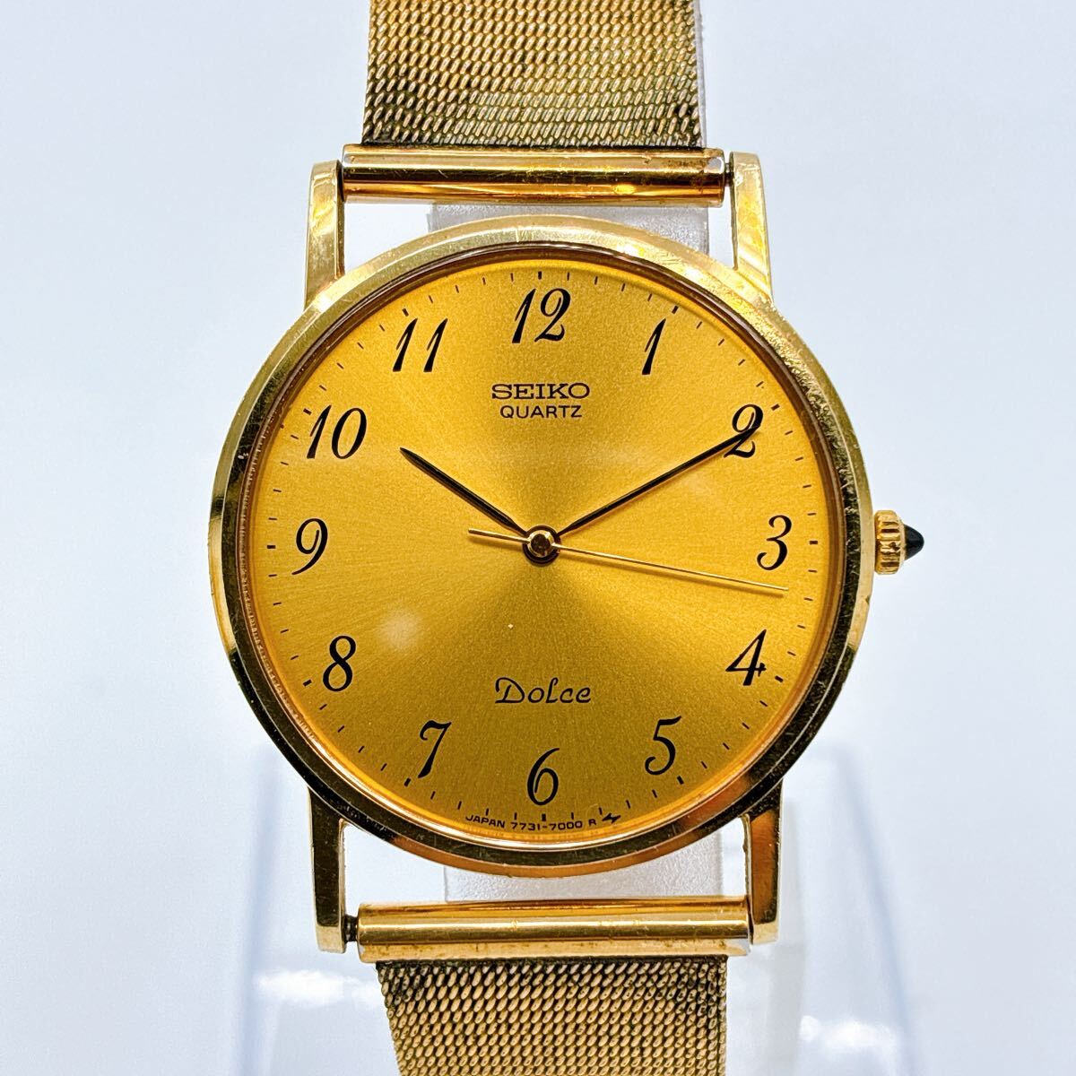 14K】 SEIKO DOLCE 7731-7000 14K 金 1988年製 超薄型 希少