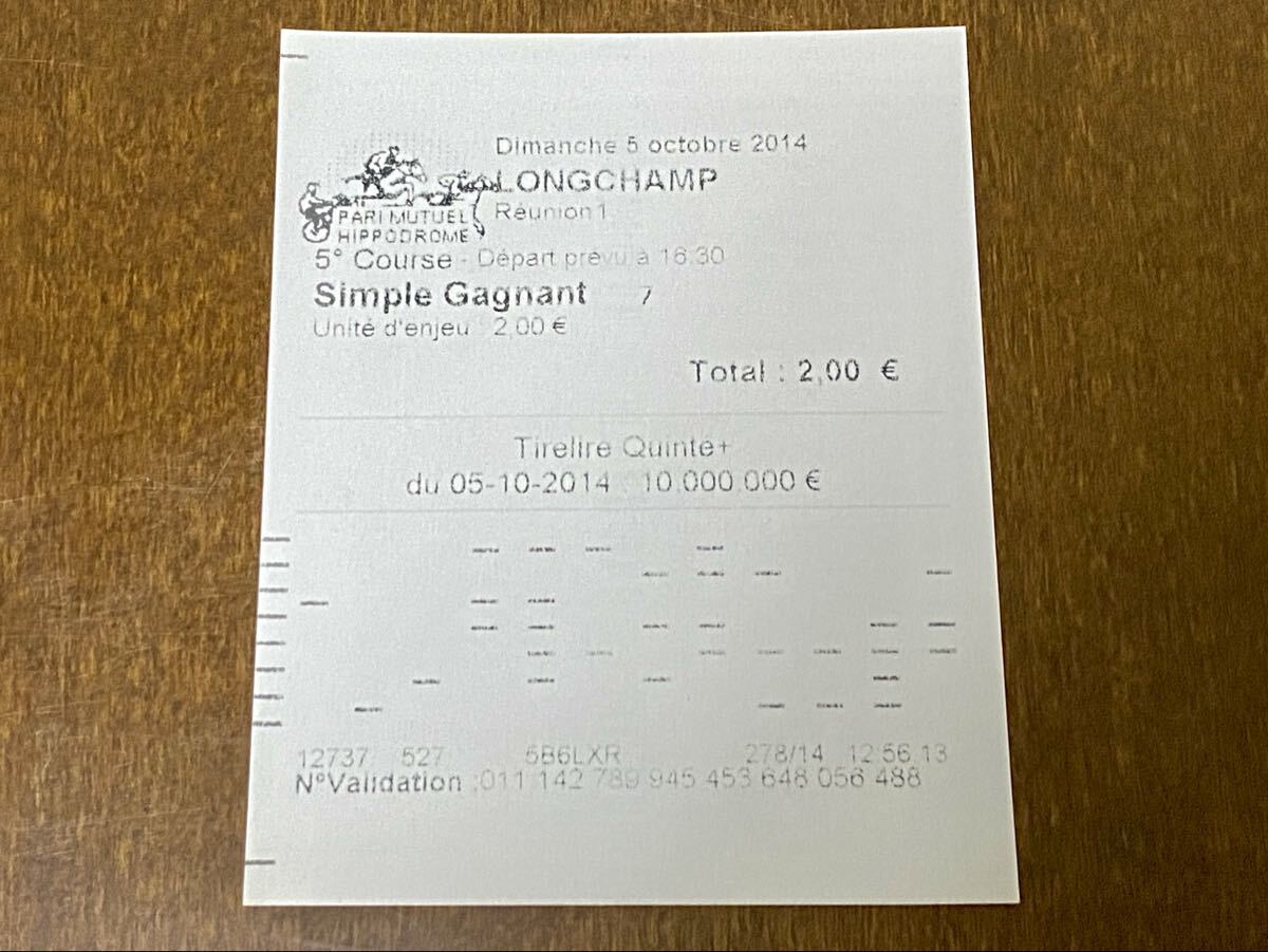 現地単勝馬券 ゴールドシップ 凱旋門賞 他2頭(終了したレースの馬券