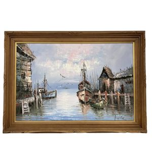 油彩画 船の風景 L. Stoney 船 油絵の値段と価格推移は？｜9件の売買データから船 油絵の価値が
