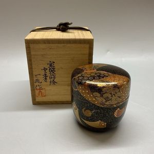 茶道具 茄子茶器 鈴虫蒔絵 流長作 共箱 茶道具 茄子茶器 鈴虫蒔絵 流長
