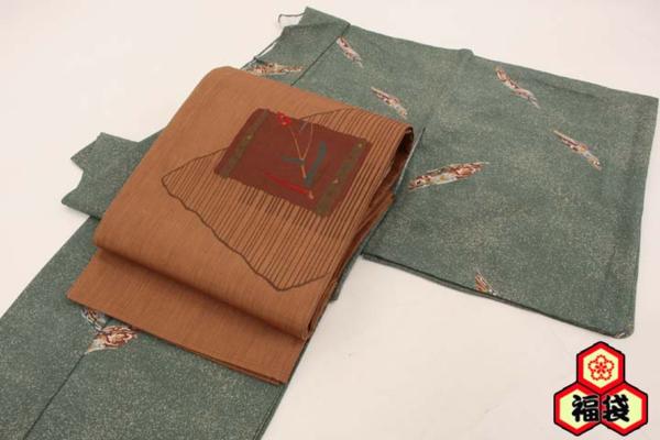 【IDN】A-6632=歳末特別福袋◇洗える着物 小紋 洒落袋帯セット